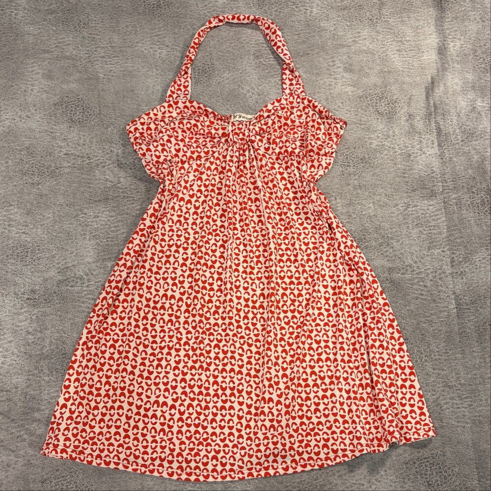 Y2k Red Print Halter Mini Dress